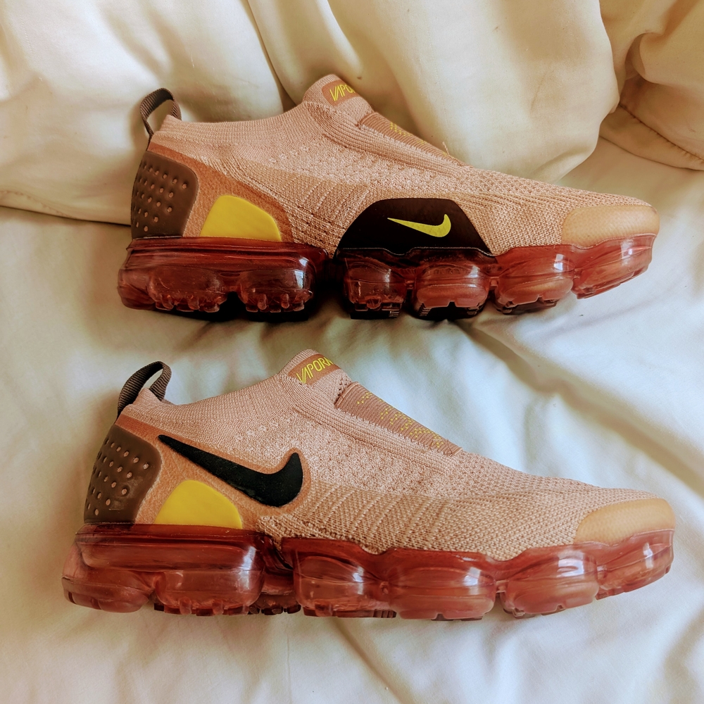 Nike Kids VaporMax Flyknit Shoes - Tan and Yellow